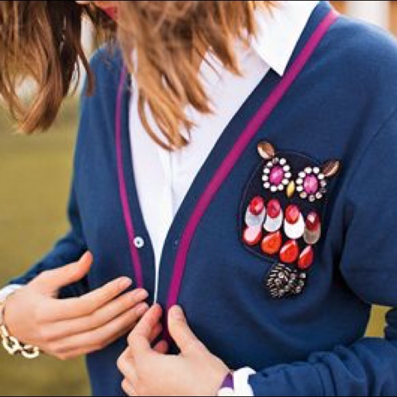 Anna Sui Sweaters - Anna Sui Jeweled Owl Cardigan
